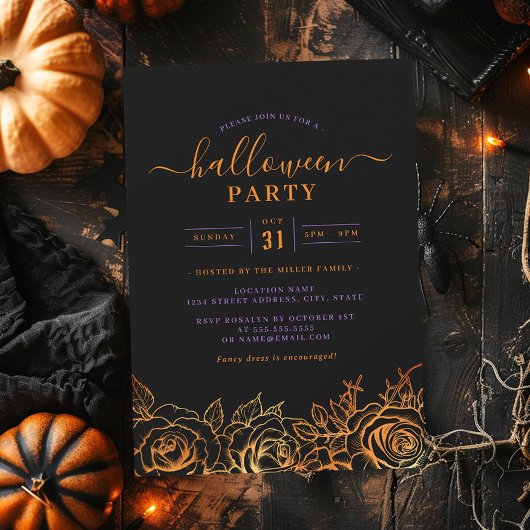 Oranje Roos Halloween Feest Kaart