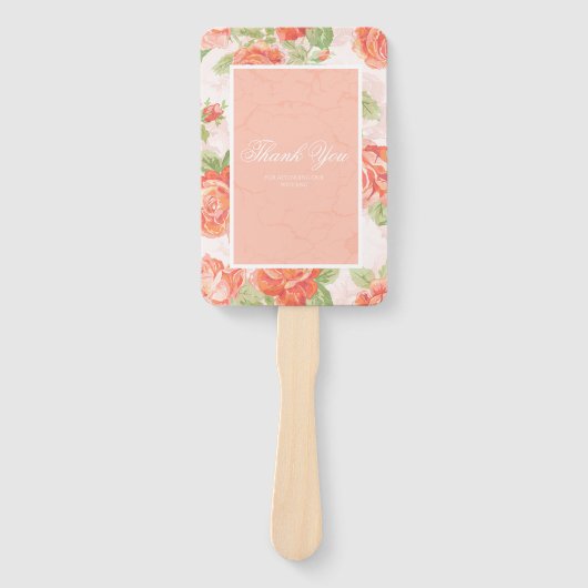 Oranje roos handventilator handwaaier (Voorkant)