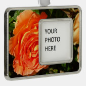 Oranje Roos I  Floral Verzilverd Omlijst Ornament (Rechts)