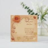 Oranje Roos in de herfst bruiloft uitnodiging (Staand voorkant)