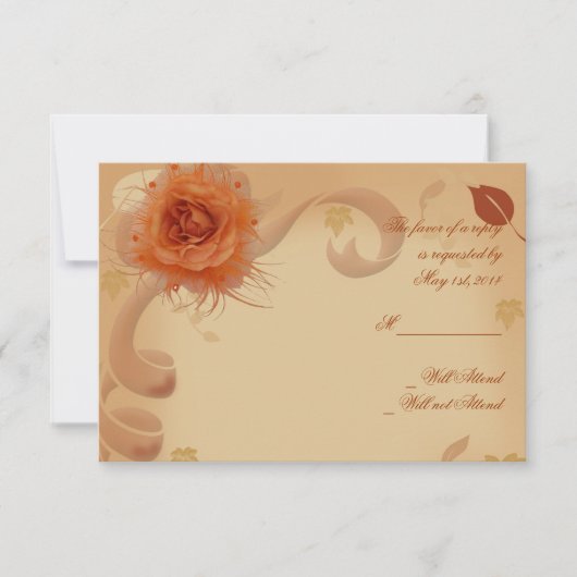 Oranje Roos in de Herfst-responskaart RSVP Kaartje (Voorkant)