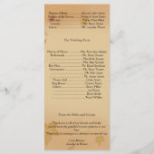 Oranje Roos in het programma voor het voetbalhuwel Programmakaart (Achterkant)