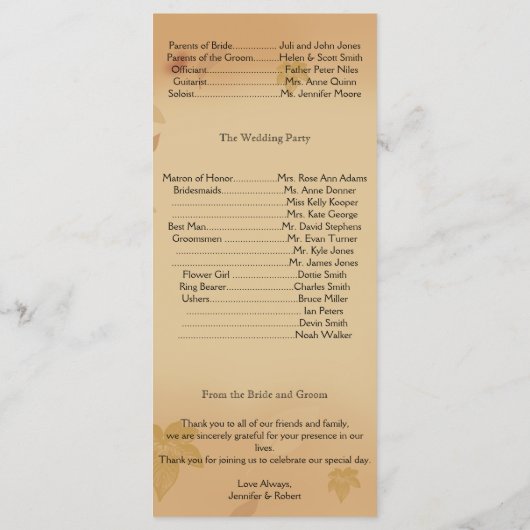 Oranje Roos in het programma voor het voetbalhuwel Programmakaart (Achterkant)