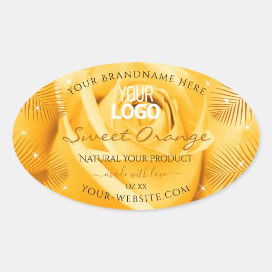 Oranje Roos — Kloerkalm — Logo met blaaskleppen Ovale Sticker (Voorkant)