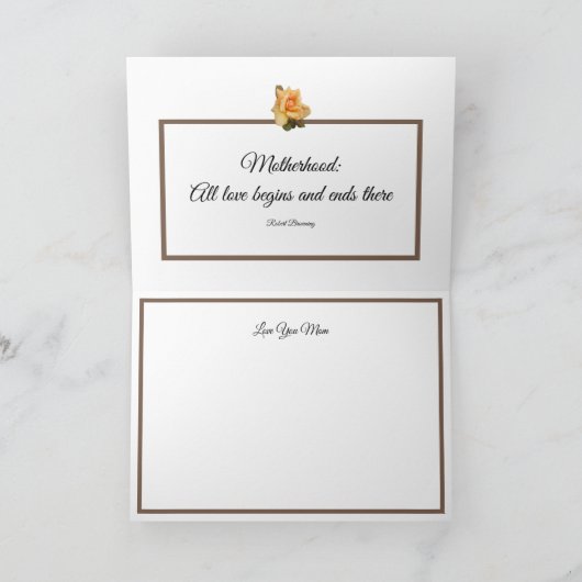 Oranje Roos Kutout Foto White Moederdag Kaart (Binnen)