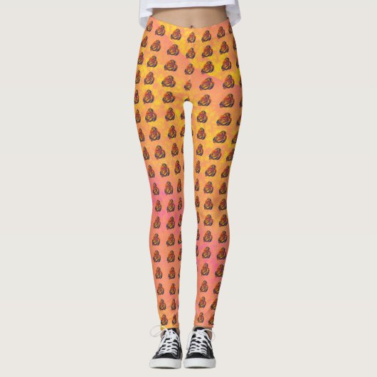Oranje Roos Leggings vrouwen (Voorkant)