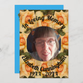 Oranje Roos Loving Memory Foto Memorial Kaart (Voorkant / Achterkant)