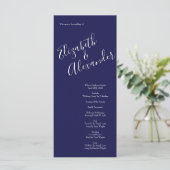 Oranje Roos marineblauw bruiloft Menu (Staand voorkant)