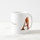 Oranje Roos Monogram Eerste Letter A Persoonlijk Koffiemok (Voorkant rechts)