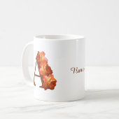 Oranje Roos Monogram Eerste Letter A Persoonlijk Koffiemok (Voorkant links)