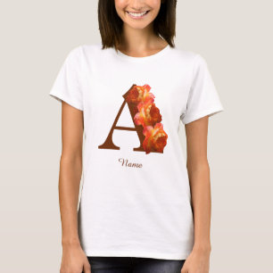 Oranje Roos Monogram Eerste Letter A Persoonlijk T-shirt