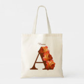 Oranje Roos Monogram Eerste Letter A Persoonlijk Tote Bag (Achterkant)