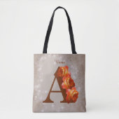 Oranje Roos Monogram Eerste Letter A Persoonlijk Tote Bag (Voorkant)