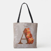 Oranje Roos Monogram Eerste Letter A Persoonlijk Tote Bag (Achterkant)