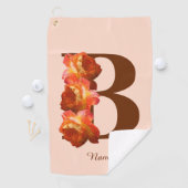 Oranje Roos Monogram Eerste Letter B Persoonlijk Golfhanddoek (Insitu)