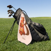 Oranje Roos Monogram Eerste Letter B Persoonlijk Golfhanddoek (Groen)