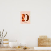 Oranje Roos Monogram Eerste Letter D Gepersonalise Poster (Keuken)