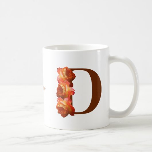Oranje Roos Monogram Initiaal D Persoonlijk Koffiemok (Rechts)