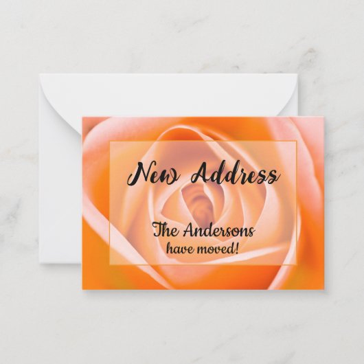 Oranje Roos Nieuwe Adresaankondiging Notitiekaartje (Voorkant)