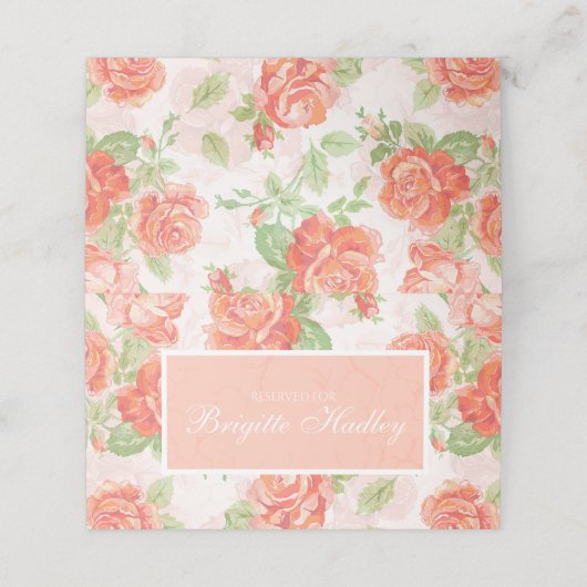 Oranje roos op florale plaats plaatskaartje (Buitenkant ongevouwen)