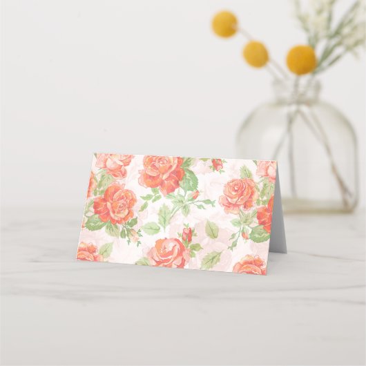 Oranje roos op florale plaats plaatskaartje (Achterkant)