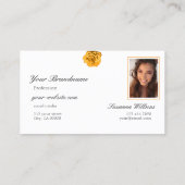 Oranje Roos op Plain Peach White met Logo Foto Visitekaartje (Achterkant)