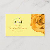 Oranje Roos op Plain Peach White met Logo QR-code Visitekaartje (Voorkant)