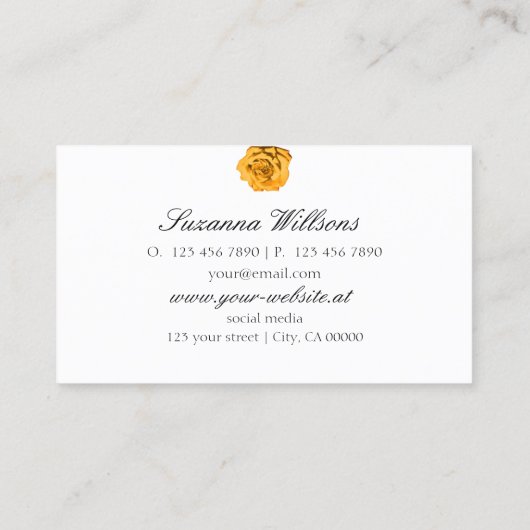 Oranje Roos op Plain Peach White Simple Visitekaartje (Achterkant)