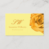 Oranje Roos op Plain Peach Witte Initialen Foto Visitekaartje (Voorkant)