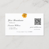 Oranje Roos op Plain Peach Witte Initialen QR-code Visitekaartje (Achterkant)