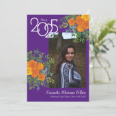 Oranje Roos Paars Foto Afstuderen Aankondiging (Staand voorkant)