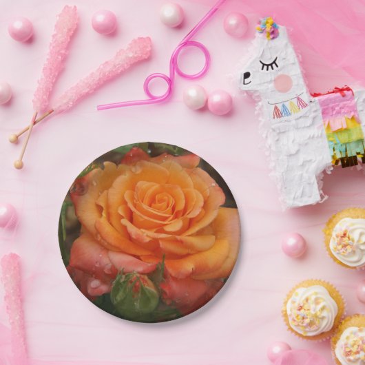 Oranje Roos Papier Bord (Feest)