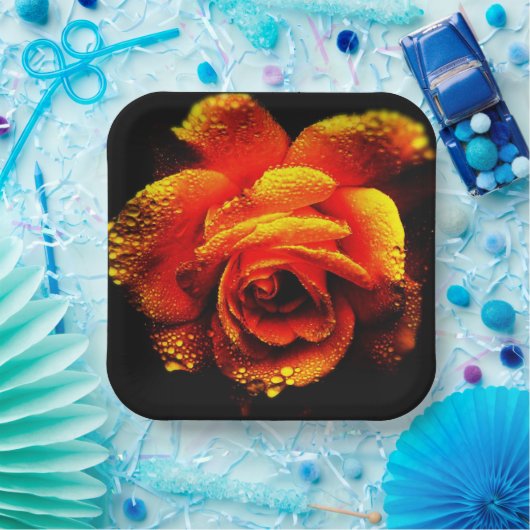 Oranje Roos Papieren Bordje (Feest)