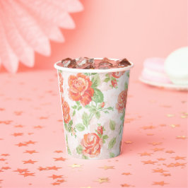 Oranje roos patroon papieren bekers