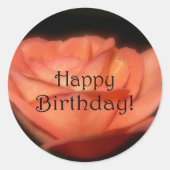 Oranje Roos Ronde Sticker (Voorkant)