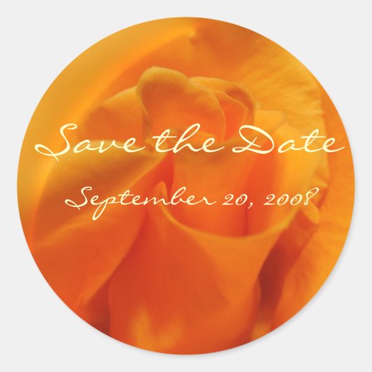 Oranje Roos "Save the Date" Ronde Sticker (Voorkant)