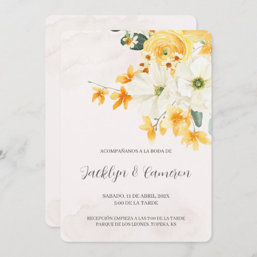 Oranje roos Spaans bruiloft uitnodiging (Voorkant / Achterkant)