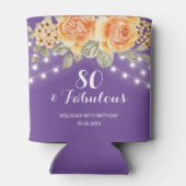 Oranje Roos String Lights Paarse Verjaardag Blikjeskoeler (Achterkant)