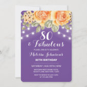 Oranje Roos String Lights Paarse Verjaardag Kaart (Voorkant)