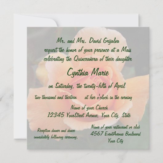 Oranje Roos van Quinceanera Birthday Kaart (Voorkant)