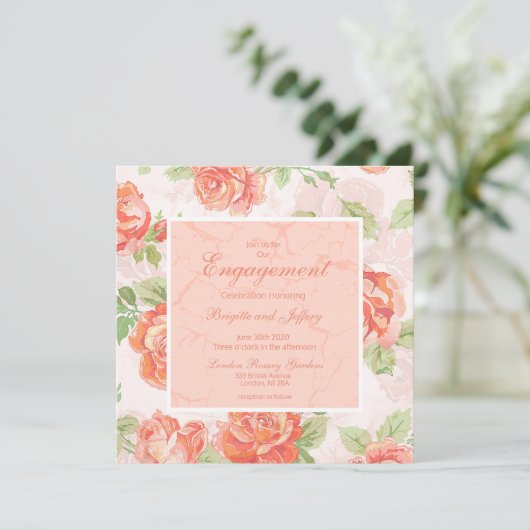 Oranje roos verloving save the date (Staand voorkant)