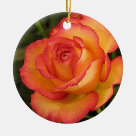 Oranje roos versiering keramisch ornament (Voorkant)