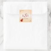 Oranje Roos Vlinder Bruiloft Monogram Stickers (Tas)