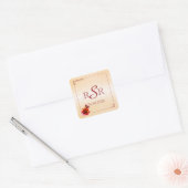 Oranje Roos Vlinder Bruiloft Monogram Stickers (Envelop)
