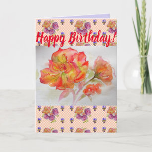 Oranje Roos Vloer Floral Happy Birthday art Kaart