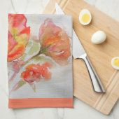 Oranje Roos Waterverf Rood gele rozenhanddoek Theedoek (Quarter Fold)