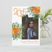 Oranje Roos White Photo Afstuderen Aankondiging (Staand voorkant)