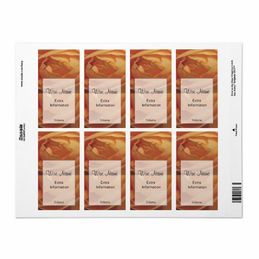 Oranje Roos Wijnlabel Etiket (Full Sheet)