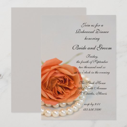 Oranje Roos Witte parels Weddenschappen Kaart (Voorkant / Achterkant)