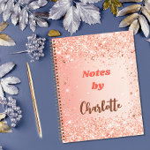 Oranje roosgoud naam script notitieboek